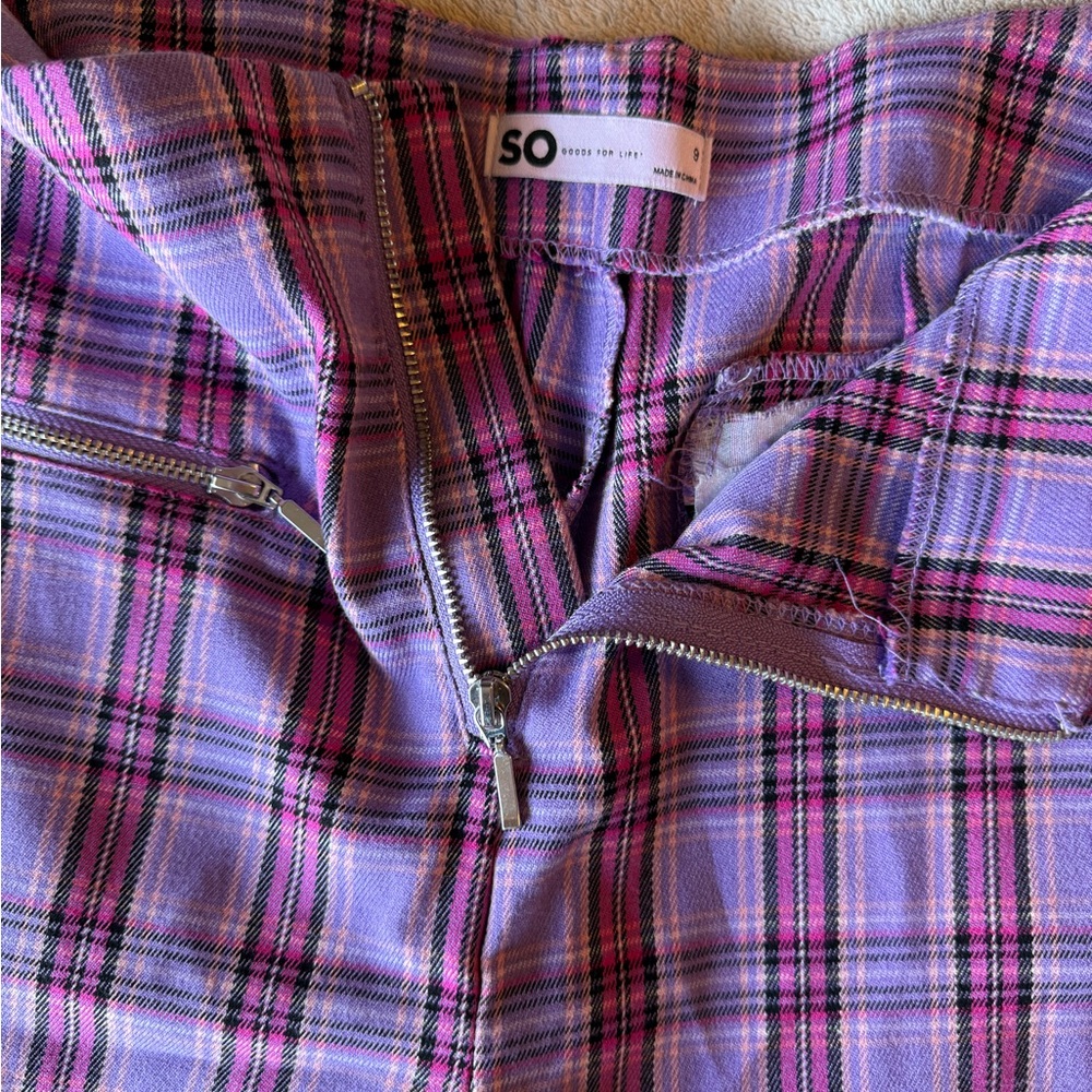 SO Purple Plaid Boot Cut Pants